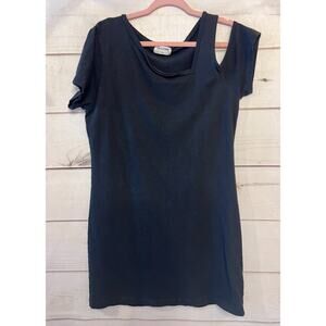 LNA Clothing Black Cutout‎ Shoulder Short Sleeve Tunic Dress Size Large
